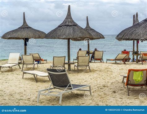 Thatched Huts On Tropical Sandy Beach Editorial Stock Photo Image Of