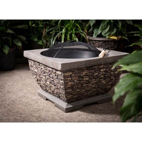 Braselton faux stone wood burning fire pit table. Premium Wood Burning Stone Fire Pit and Patio Heater