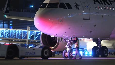 Air France A320 Sharklets Pushback Airside Night Spotting