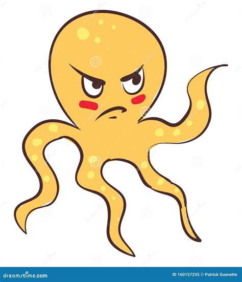 Painting Of An Angry Octopus Vector Or Color Illustration Stock Vector