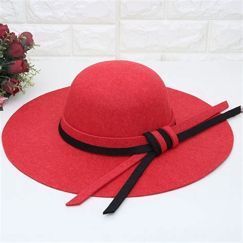 Buy Autumn Winter Wide Brim Wool Felt Hat For Women