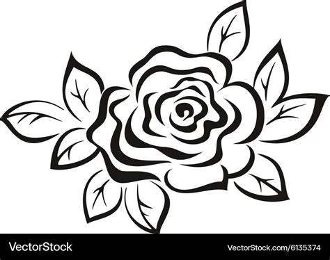 Rose Flower Black Pictograph Royalty Free Vector Image