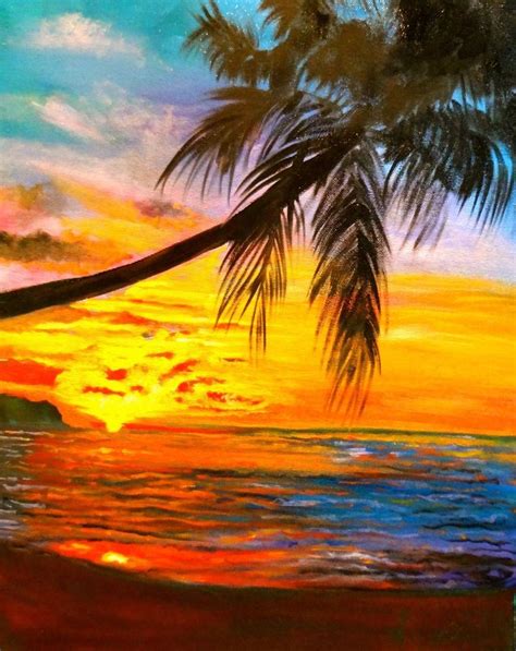 Into The Tropical Mood Sunset Canvas Painting Sunset