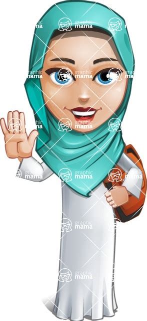 Cute Muslim Girl Cartoon Vector Character Aka Aida The Graceful School 2 Graphicmama