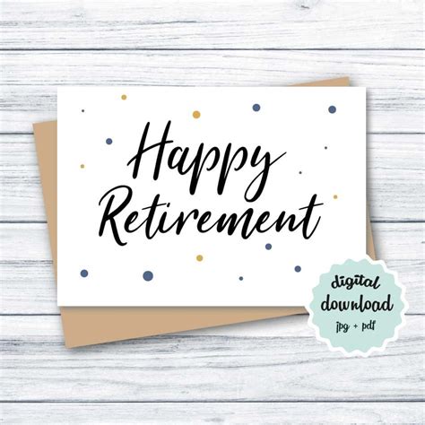 Retirement Card Download Happy Retirement Card Printable Etsy