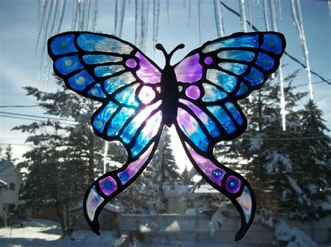 Butterfly Window Cling Suncatcher Stained Glass Painting To