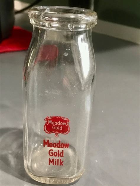 Vintage Half Pint Meadow Gold Milk Bottle Gold Milk Old Milk Bottles