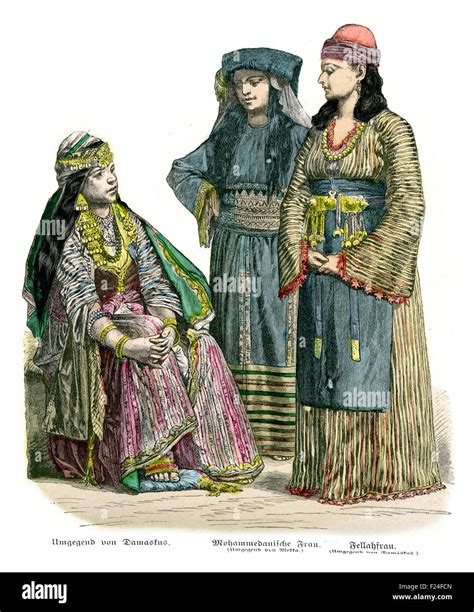 period costumes of ottoman empire 19th century women from damascus mecca and fellah woman
