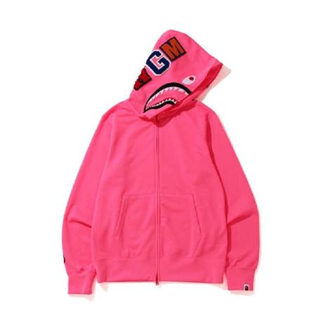 Bape Neon Shark Full Zip Hoodie Pink Bape Hoodie