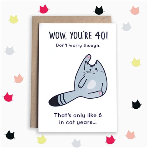 Funny 40th Birthday Card By Miümi Cat