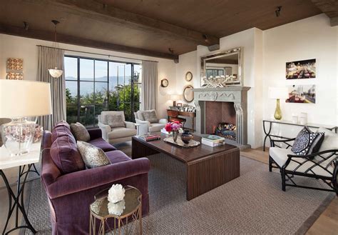 Elegant Living Room With A Fireplace