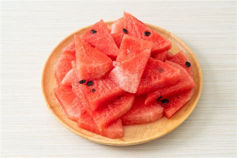 Fresh Watermelon Sliced On Plate Stock Photo Image Of Food Nature