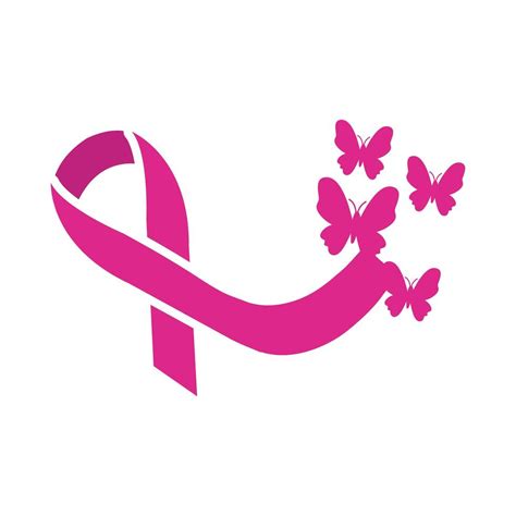 Pink Ribbon With Butterflies Breast Cancer Silhouette Style Icon Vector Art At Vecteezy