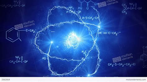 Shiny Atom Model And Chemistry Formulas Loopable Stock
