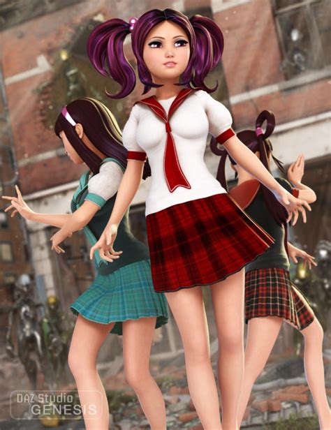 Anime School Girl Textures 3d Models And 3d Software By Daz 3d