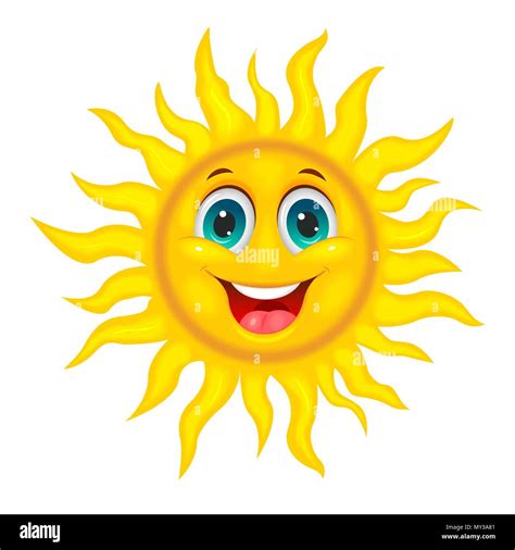 A Cheerful Cartoon Sun On A White Background Stock Vector Image And Art