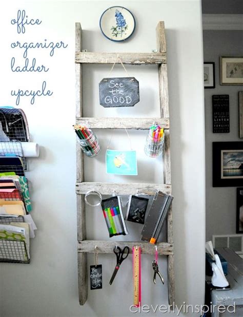 Repurposed Ladder Into Office Organizer Cleverly Inspired