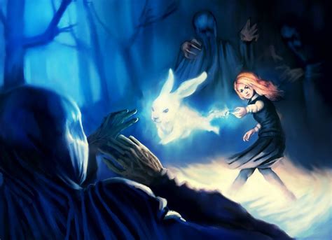 Lovegood S Patronus Love The Imagery Of Evil Cowering From A Bunny Harry Potter Fan Art Harry