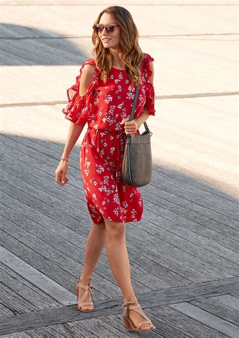 Choose This Bold Red Floral Dress For Day Or Night Then Accent Your