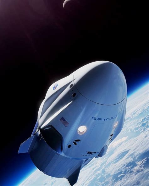 An Artists Rendering Of The Spacex Dragon Capsule In Orbit With Earth