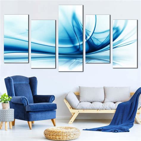 Digital Abstract Canvas Wall Art White Abstract Technology 5 Piece