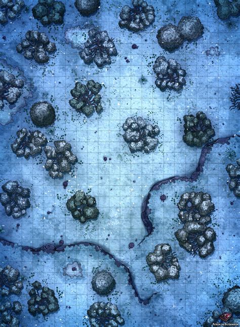Snowy Gridded Battle Map D D Ttrpg Snow Map Fantasy M