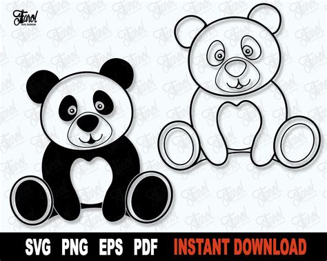 Panda Svg Bear Outline Svg Panda Bear Svg File For Cricut Etsy