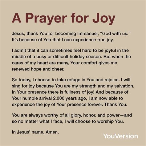 A Prayer For Joy Youversion