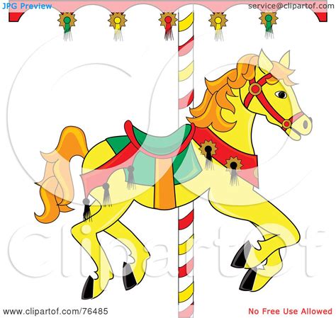 Royalty Free Rf Clipart Illustration Of A Yellow Carousel Horse With
