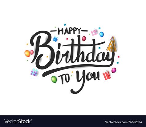 Happy Birthday Typography Design With Colorful Vector Image