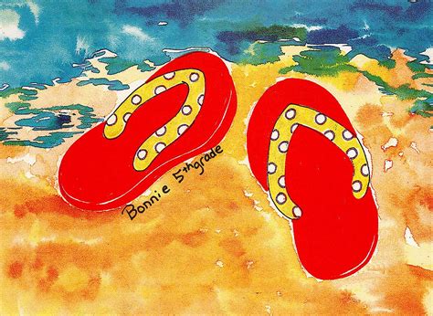 Flip Flops Elementary Art Oil Pastel Art