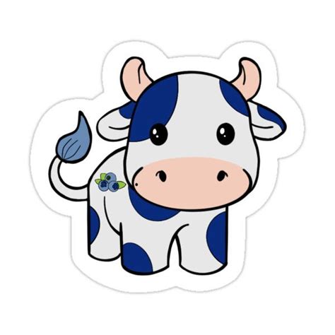 Blueberry Cow Sticker By Ashleydesignz In 2021 Cow Wallpaper Cute