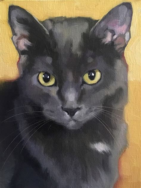 Kateri Commission By Katya Minkina Oil 10 X 8 Black Cat Painting