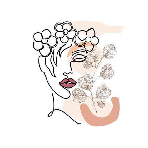 Minimalist lotus flower design minimalisttattoo. Head of Flowers Line Art, Flower Woman Printable, Flower ...