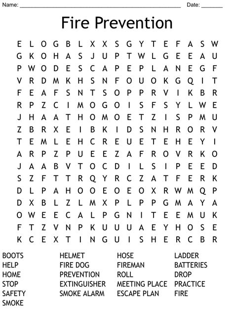 Fire Safety Word Search Wordmint