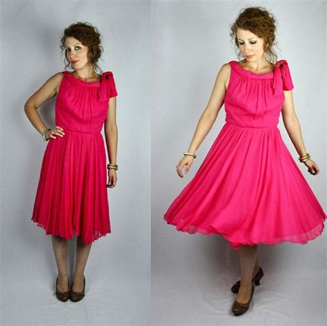 50s Pink Dress Hot Pink Dress Fuchsia Dress Miss By Italavintage Pink