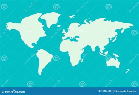 Approximate Abstract World Map In Green Colors Childish Drawing Stock