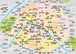 Paris map. Paris Arrondissement map with attractions.