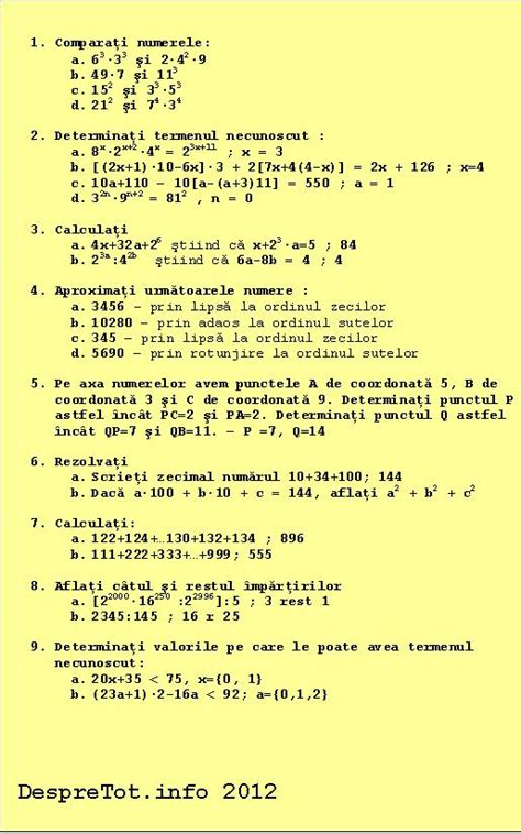 Teza Matematica Clasa 5 Sem 1 Varianta 3