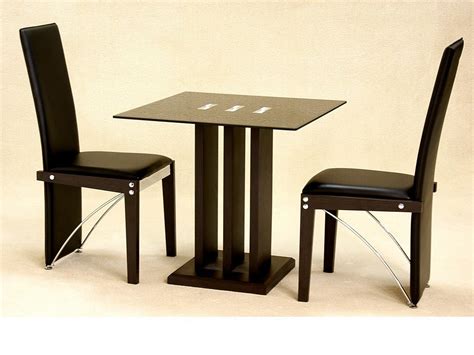 Small Square Glass Dining Table And 2 Chairs In Black Homegenies