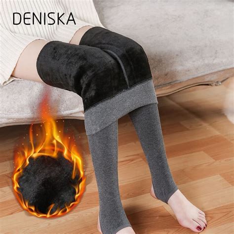 Deniska 2018 New Plus Cashmere Fashion Leggings Women Girls Warm Winter Bright Velvet Knitted