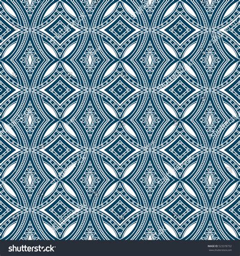 Abstract Geometric Pattern Vector Seamless Blue Stock