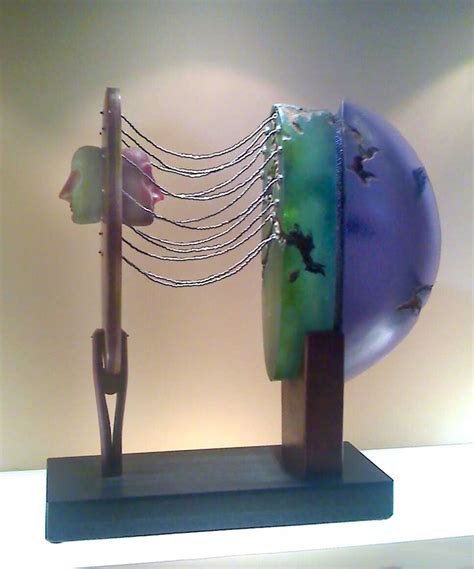 Hanging On Cast Glass Pate De Verre Bronze Beads Laminated Steel By Artist Delinda