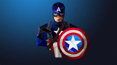Captain America Low Poly Art Wallpapers Hd Wallpapers Id 27013