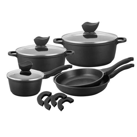 Culinary Edge 8 Piece Black Die Cast Aluminum Cookware Set 26609 The