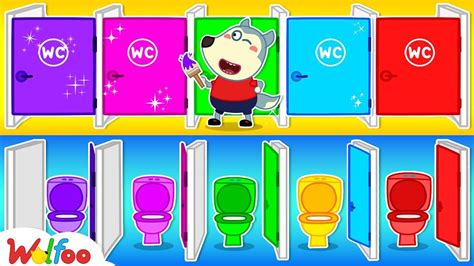 Wolfoo Makes Colorful Restroom Funny Stories About Potty Training