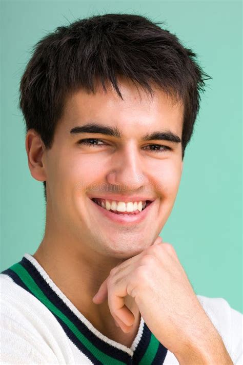 Closeup Portrait Of A Happy Young Man Smiling Stock Photo Image Of