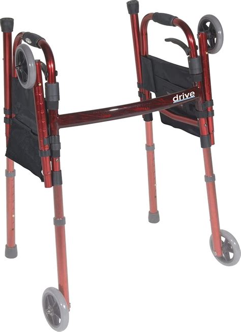 Drive Medical Deluxe Portable Folding Travel Walker With 5 Wheels And