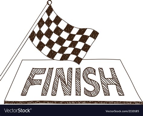 Checkered Flag And Finish Drawing Royalty Free Vector Image