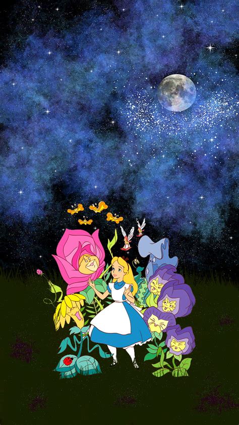 Alice In Wonderland Disney Enchanted Forest Moon Nature Night